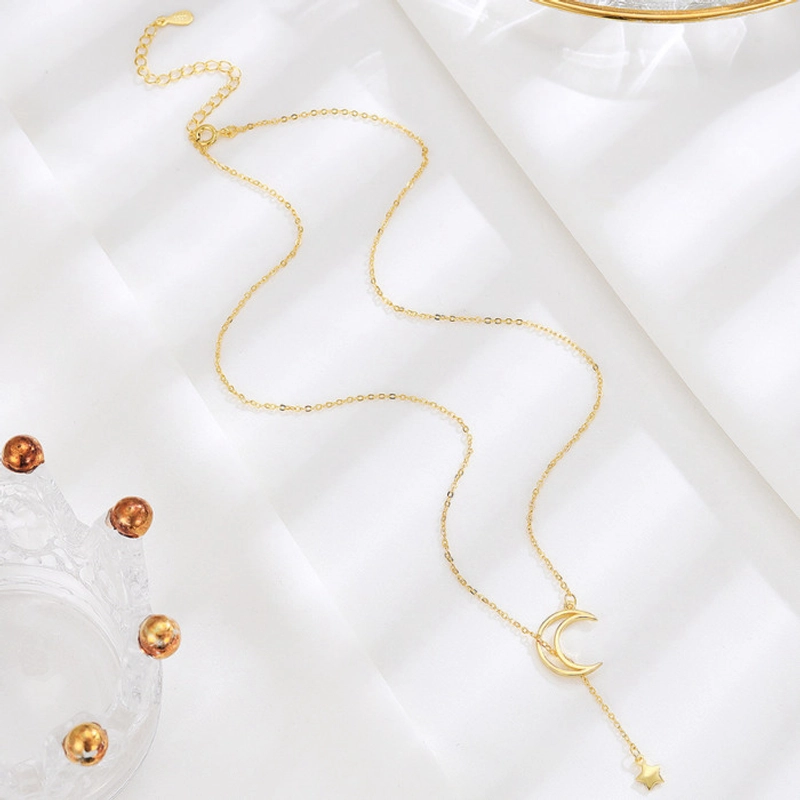 Product image KAHASIL - Kalung Titanium Wanita Anti Karat dan Luntur Tali Rantai Motif Bulan Bintang KH022 all variant GOLD